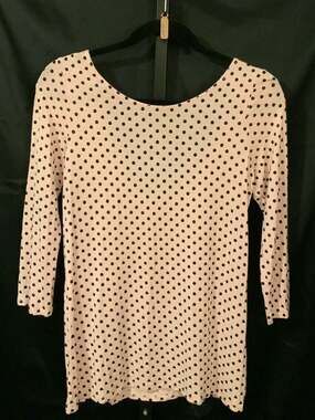 Guess Pink and Black Polka Dot 3/4 Sleeve Shirt